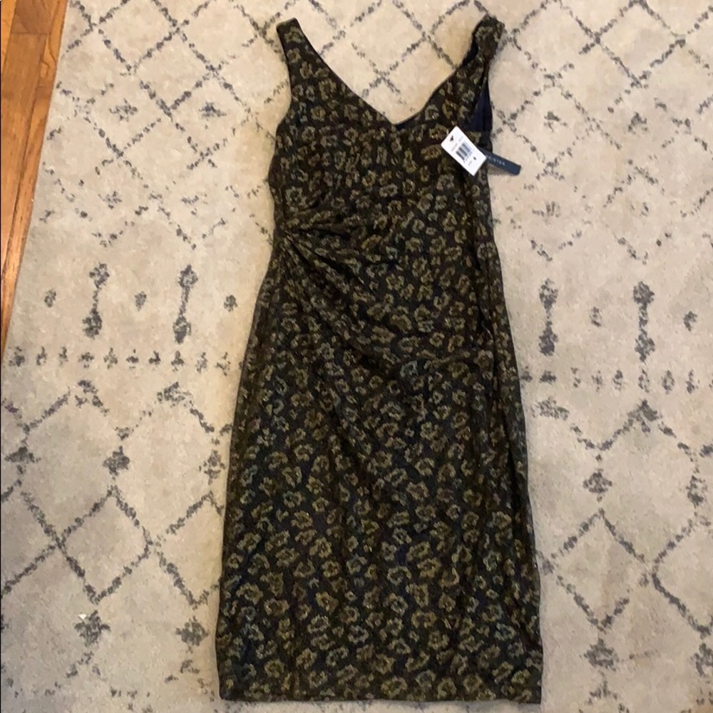 David meister gold leopard dress, size 6